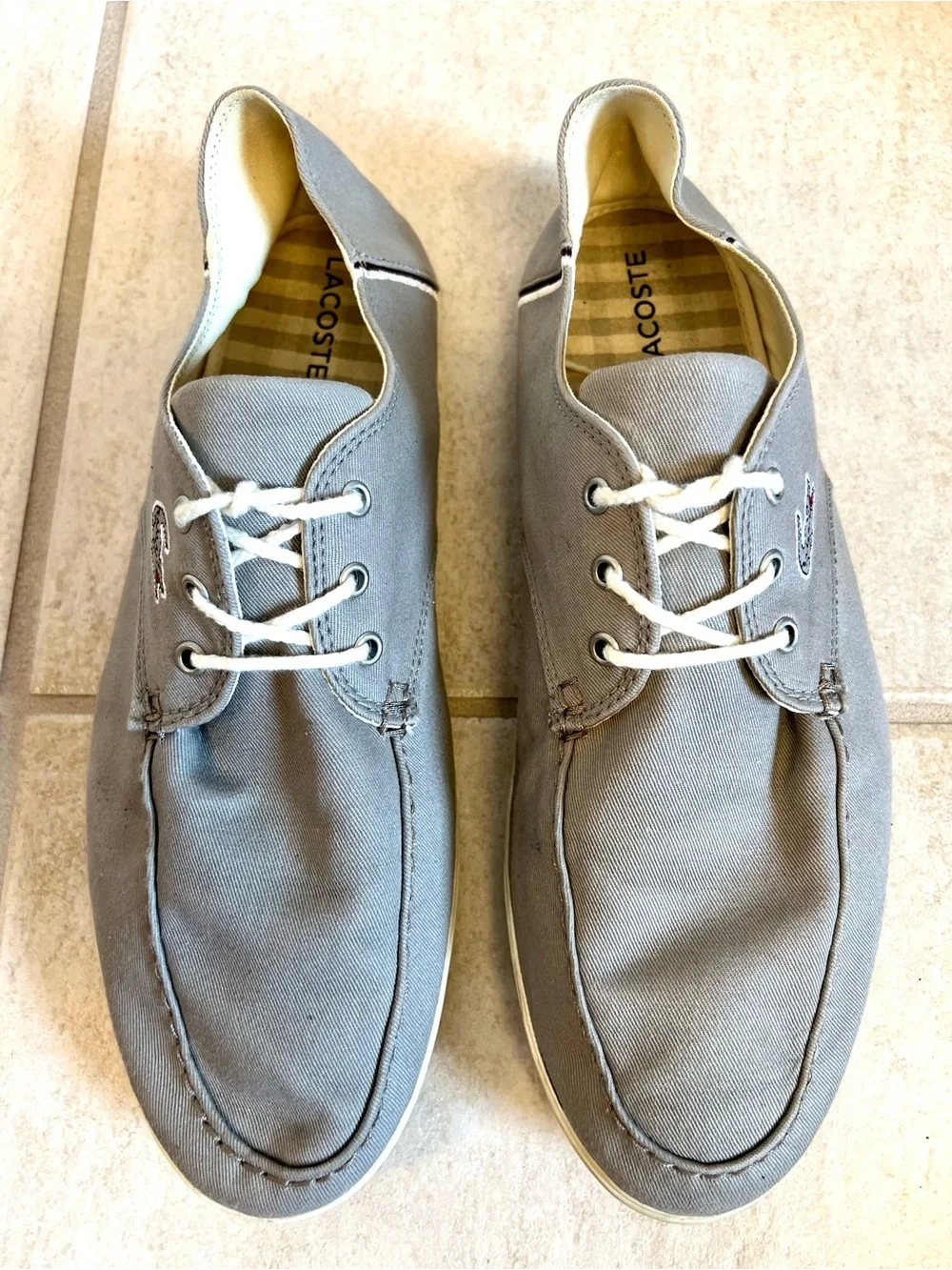 Lacoste Aristide casual canvas boat shoe Lightweight breathable twill men 12 US